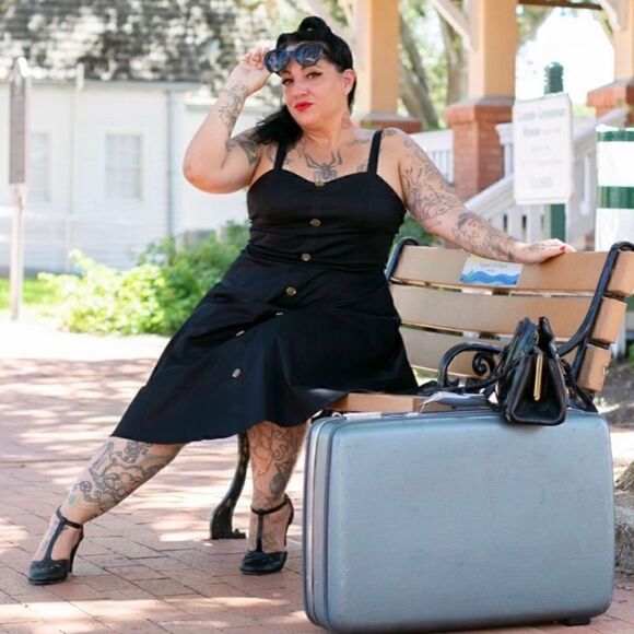 59. Retro button down Fit & Flare dress - Picture 3 of 5